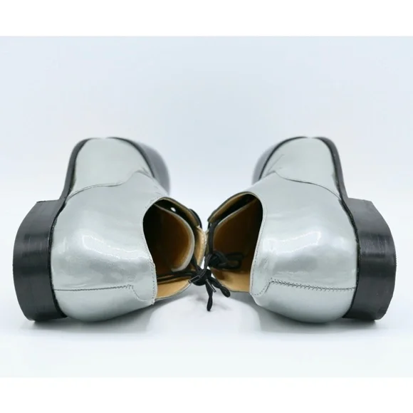 DIEPPA RESTREPO Joe Patent Leather Silver/Black Oxfords Brogues Women - Picture 9 of 15